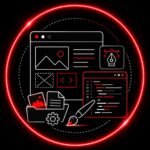 Ilustración que describe el diseño de materiales digitales, que es el paso 5 del proceso cuando contratan nuestro servicio de diseño de imagen corporativa en Huelva